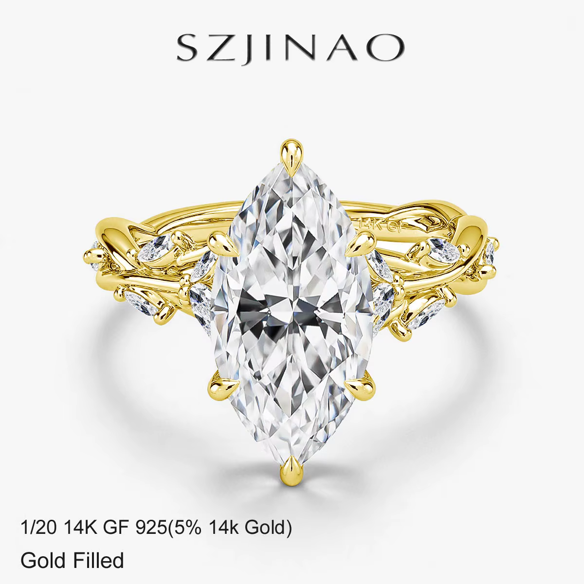 Bague de mariage en or véritable 14 carats avec moissanite 3