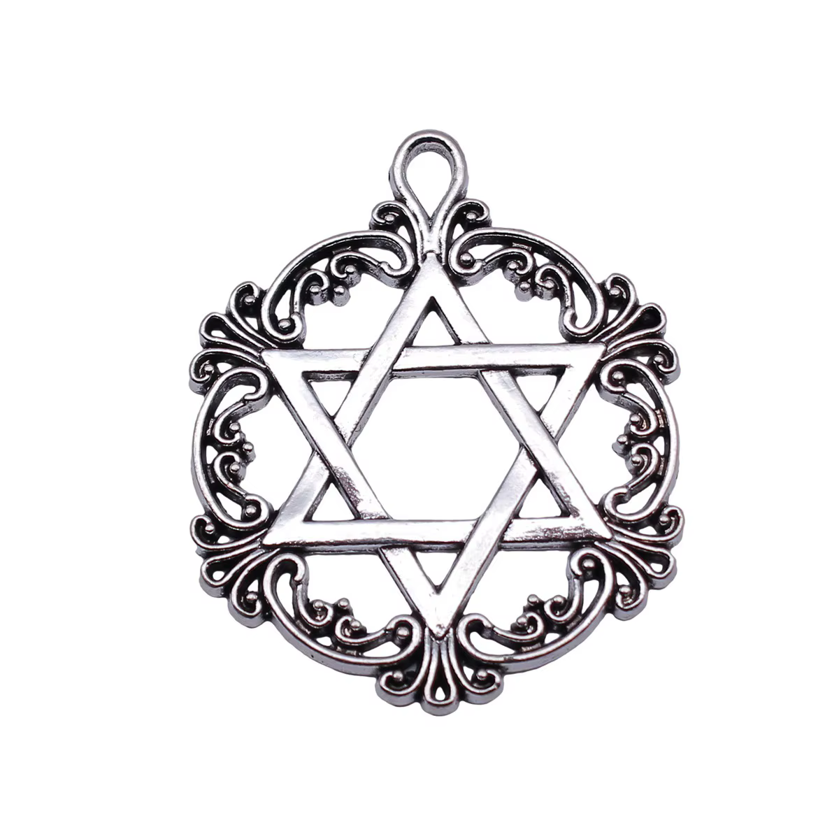 Breloques étoile de David couleur argent antique