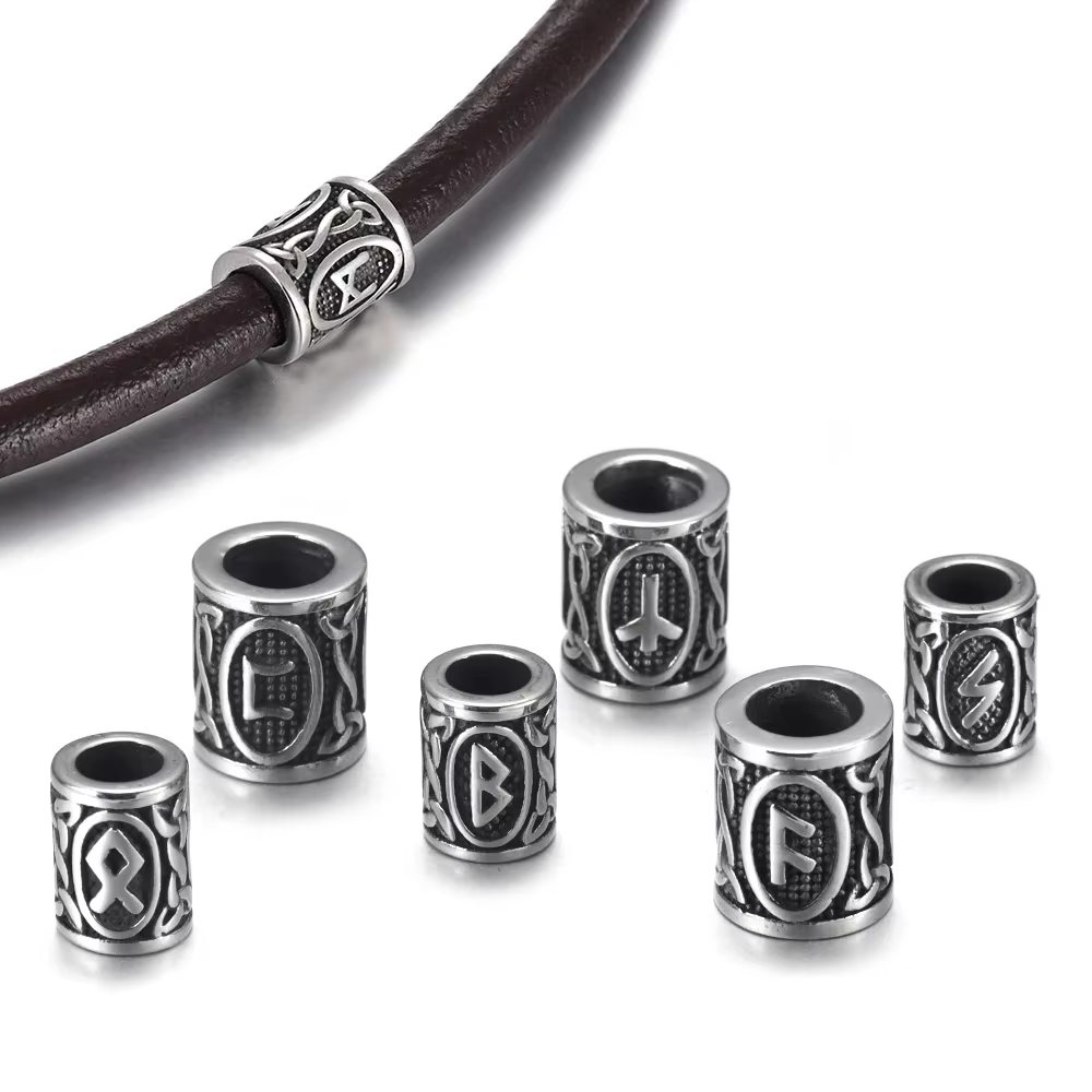 Perles de Rune Viking en acier inoxydable