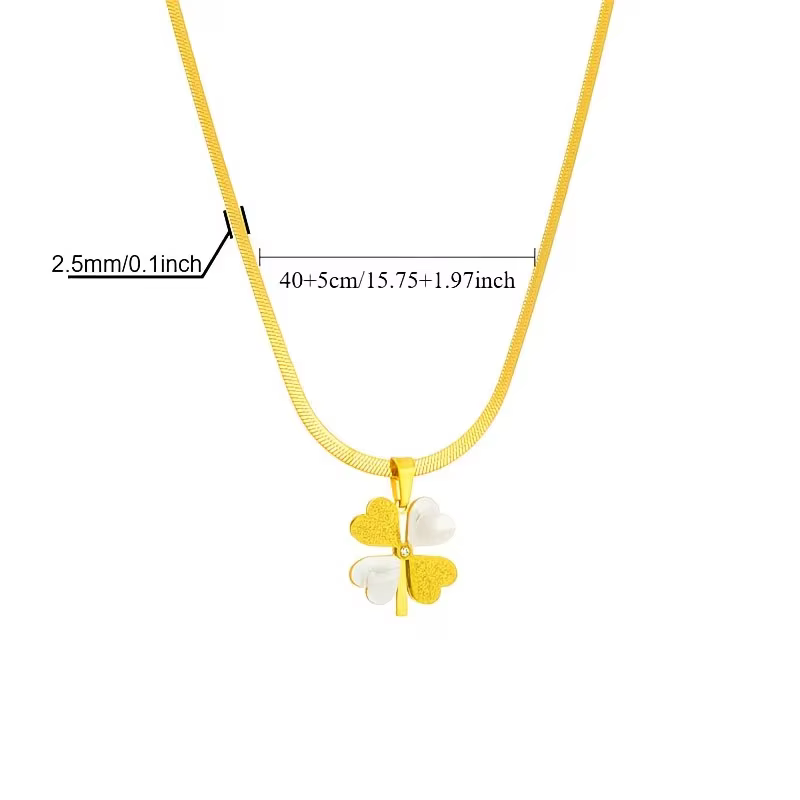 Collier pendentif trèfle à quatre feuilles porte-bonheur