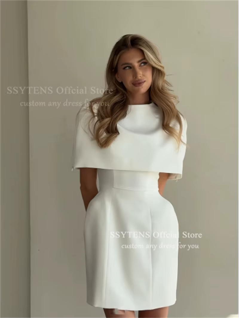 SSYTENS Robe Courte de Mariage Coupe A-Line Sans Manches