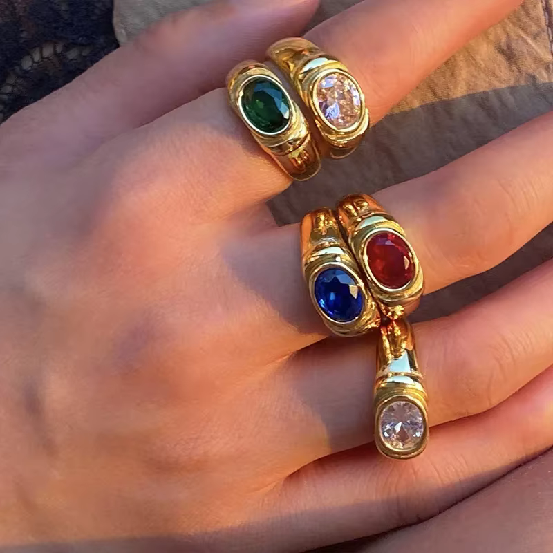 Bague en pierre naturelle imperméable pour femmes