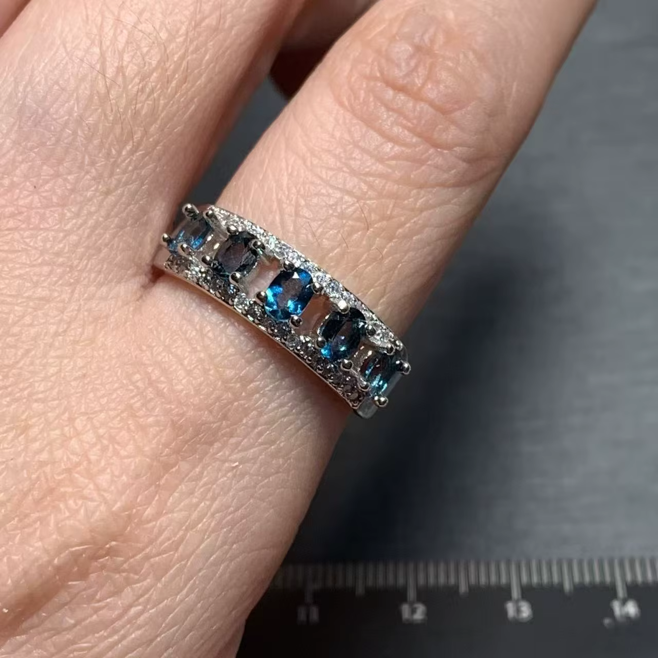 Bague vintage en topaze bleue naturelle pour femmes