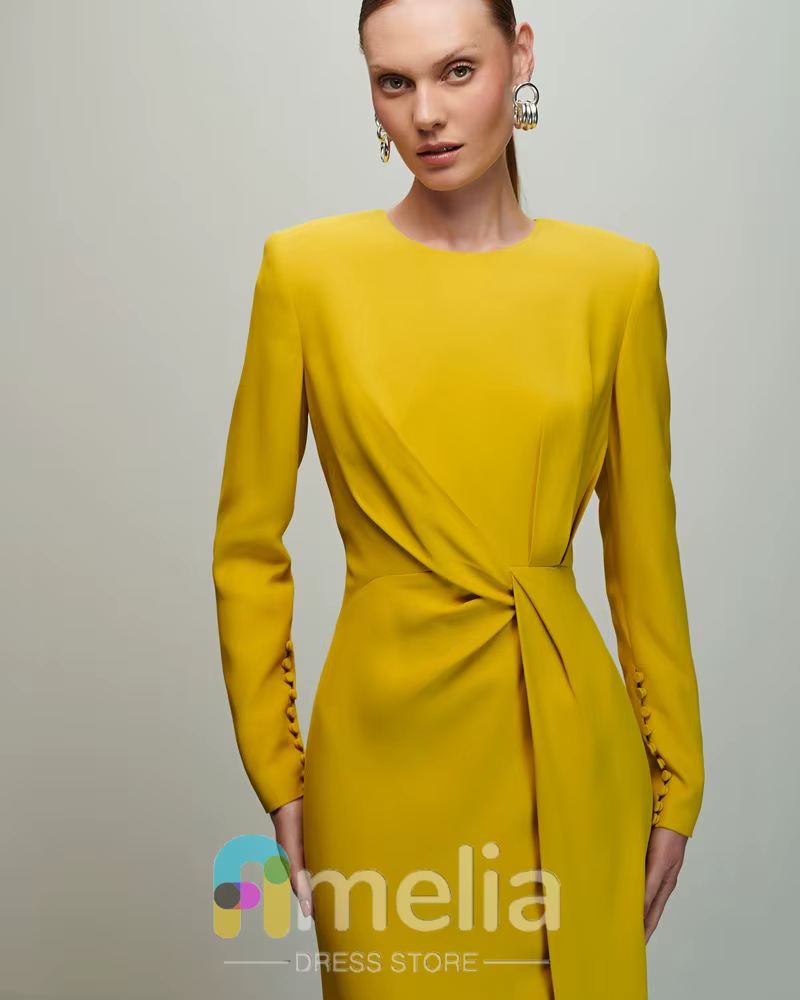 Amelia-Robe de soirée longue à col rond pour femmes