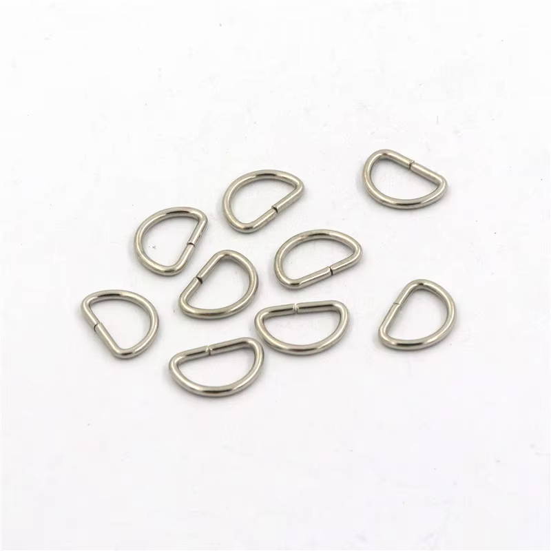 100 pièces rhodié largeur intérieure 11mm demi-rond en forme Non soudé D anneau anneaux de saut bricolage sac accessoires pour la fabrication de bijoux