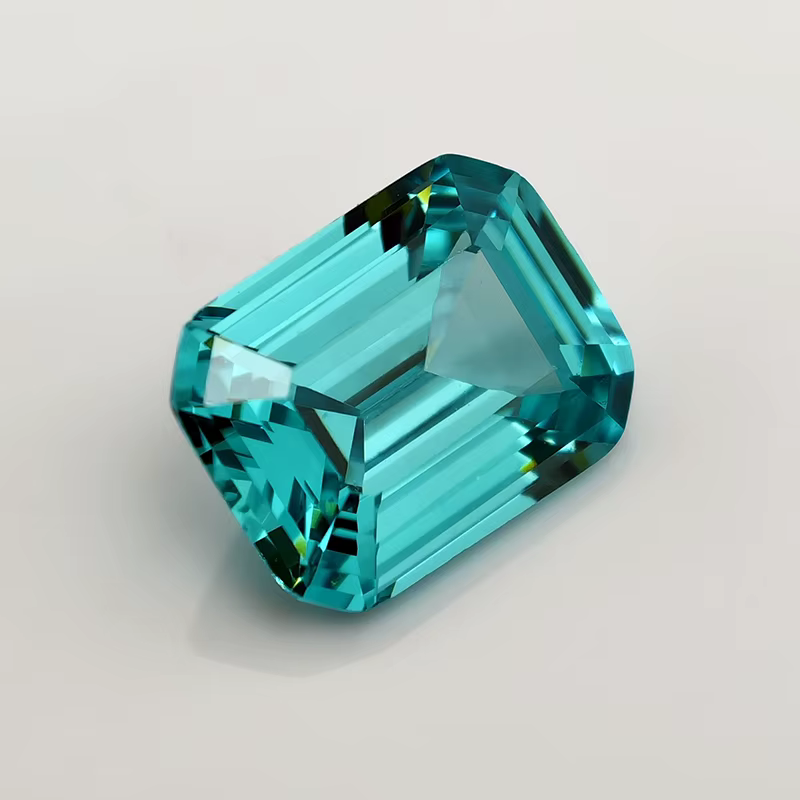 Nouvelles pierres de zircone cubique taillées en émeraude vert Paraiba/bleu Paraiba
