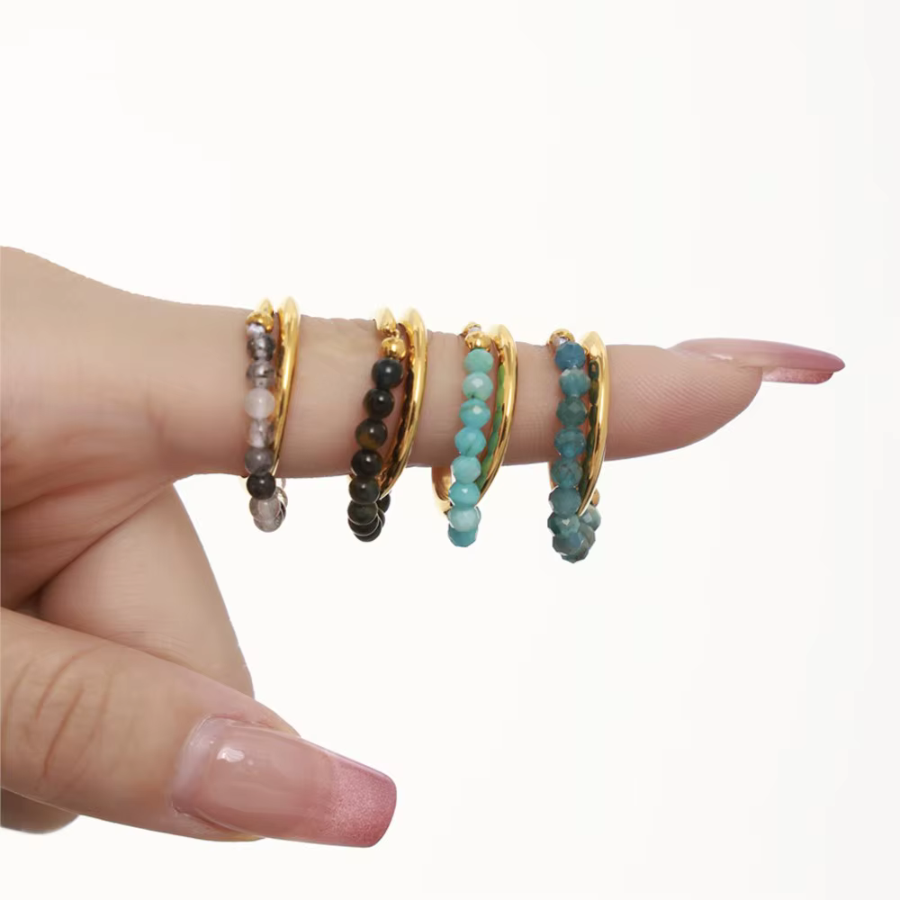 Bague en perles de pierre naturelle pour femme
