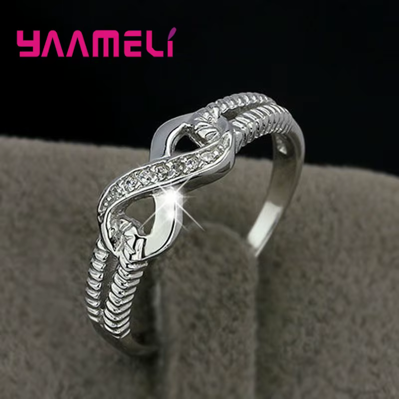 Bagues de promesse d'amour infini en argent Sterling 925