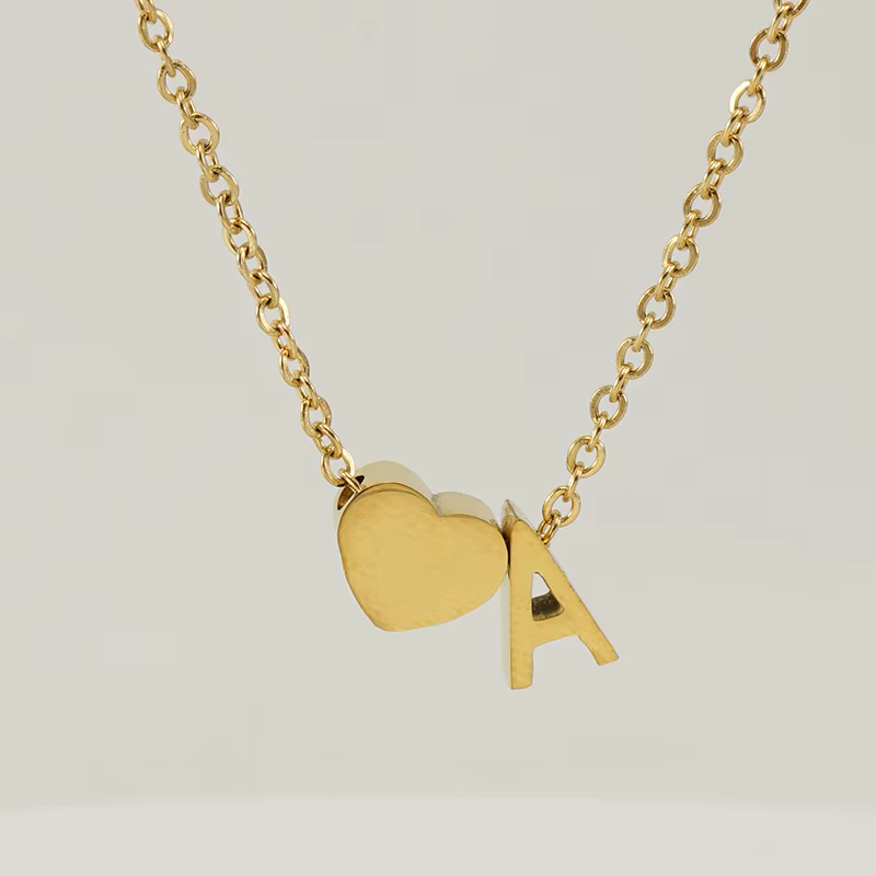 XUNYUE 26 lettre collier pour femmes en acier inoxydable coeur