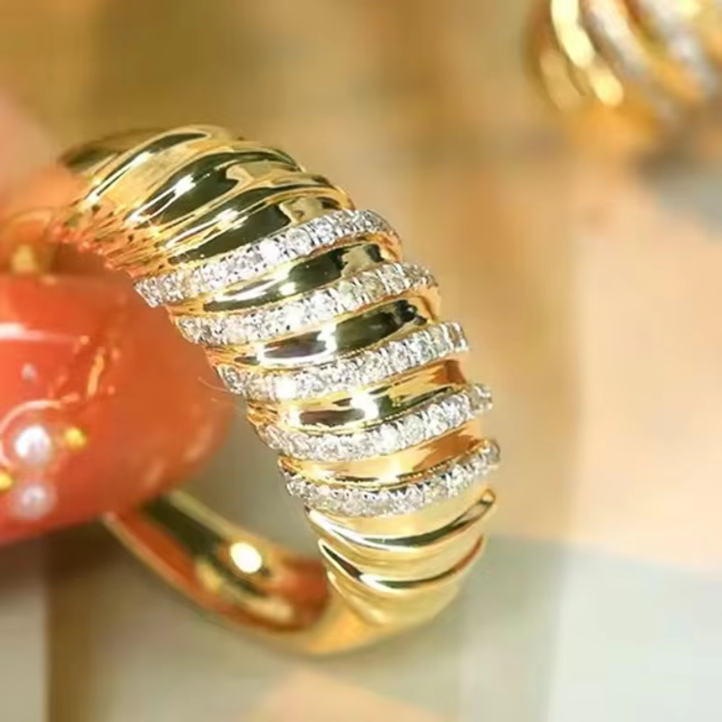 Huitan – bague de luxe couleur or pour femmes