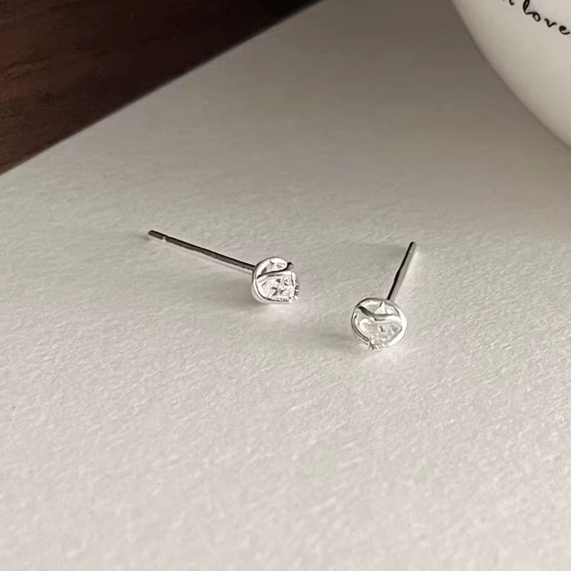 Boucles d'oreilles argent 925 Zircon irrégulier Mini Simple élégant polyvalent femmes