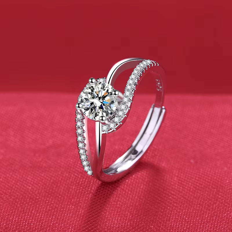 Bague en argent sterling 925 en forme de cœur pour femme