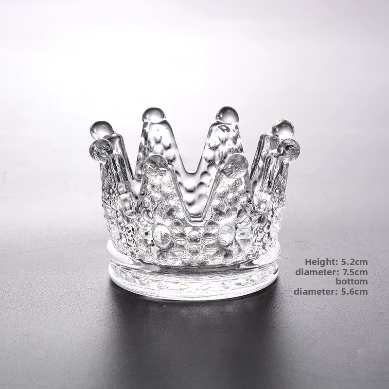 Bougeoir en verre avec couronne en cristal européen