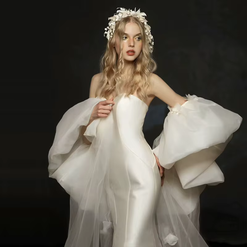 Robe de mariée légère en Satin français