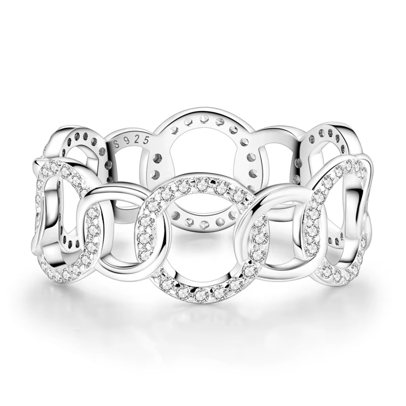 Bague circulaire éternelle en argent Sterling 925 pour femmes et filles