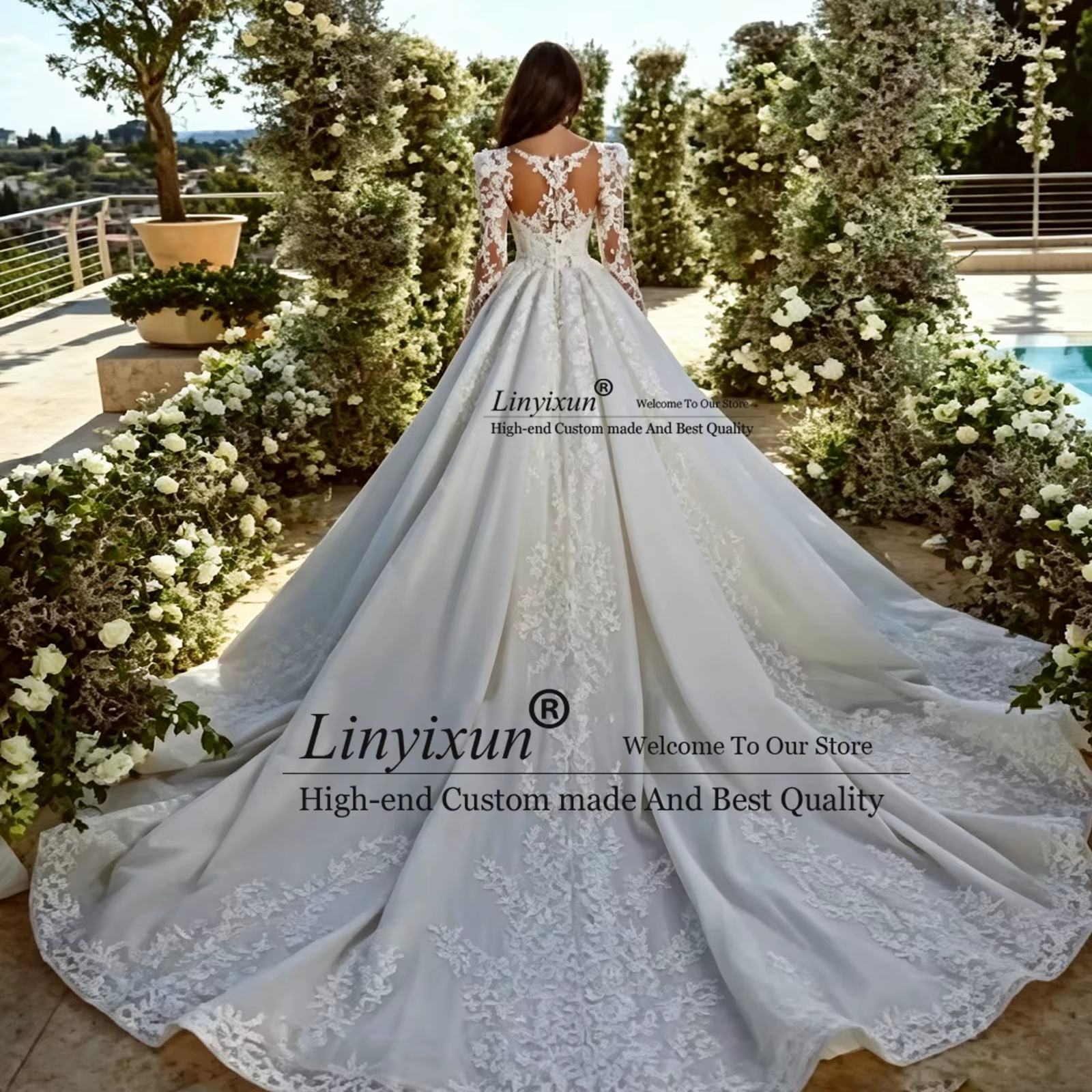 Robes de mariée élégantes à col en V pour femmes