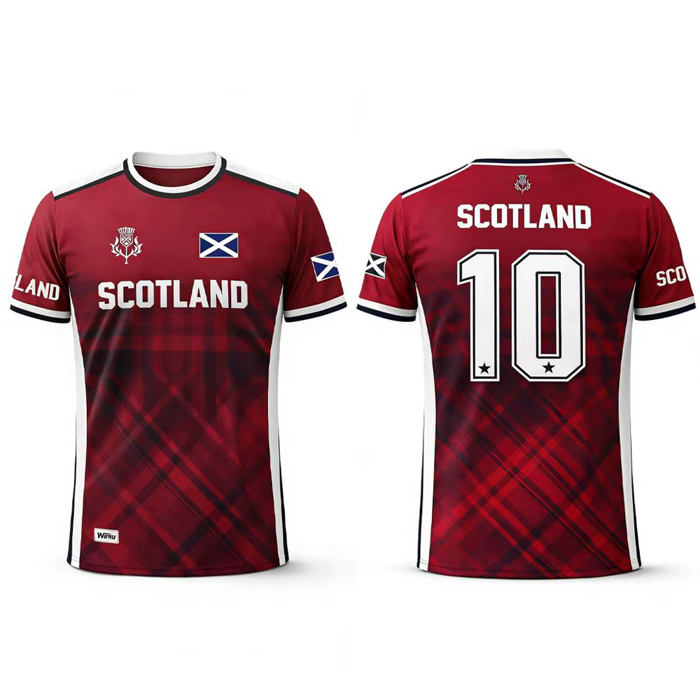 T-shirt imprimé drapeau écossais 2026 – Maillot de football respirant et à séchage rapide pour homme – Tenue d'entraînement quotidienne – Cadeau pour supporter