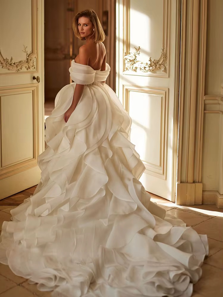 Robe De mariée romantique en Organza à volants