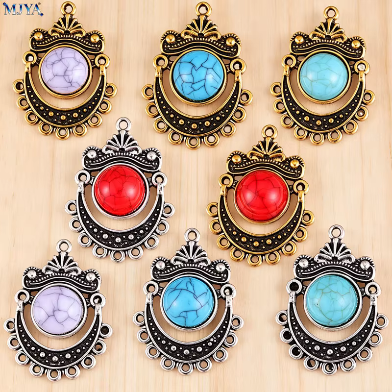 MJYA – connecteurs turquoise vintage