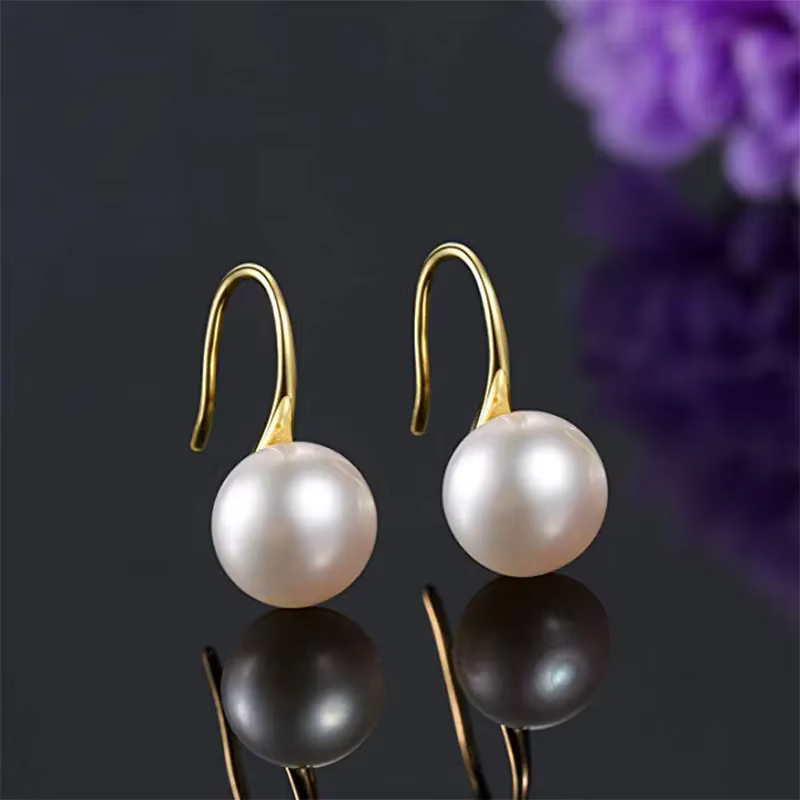 Boucles d'oreilles en perles de culture d'eau douce blanches pour femmes