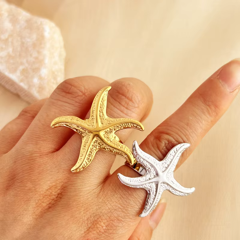 LATS Vintage étoile de mer bague pour femmes hommes nouvelle mode grande