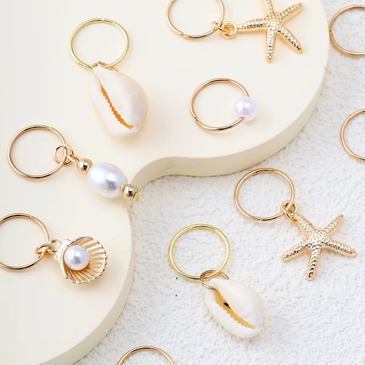 10 pièces · Ensemble d'accessoires pour cheveux style bohème plage. Anneaux