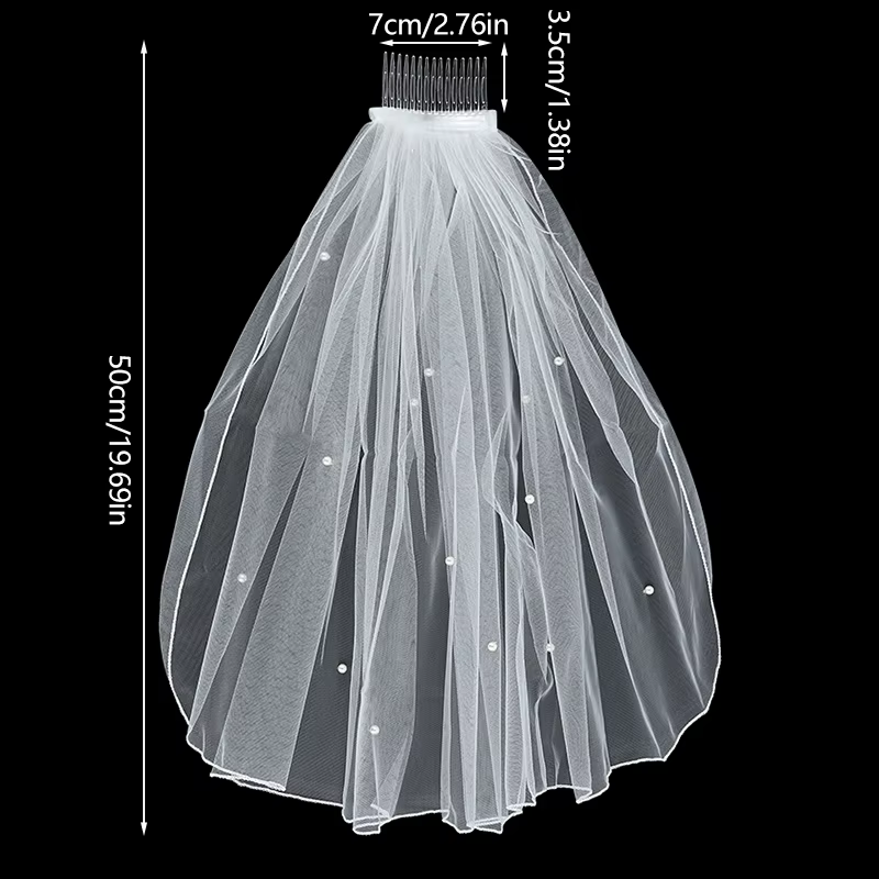 Voile de Patients de Mariage Élégant avec Perles