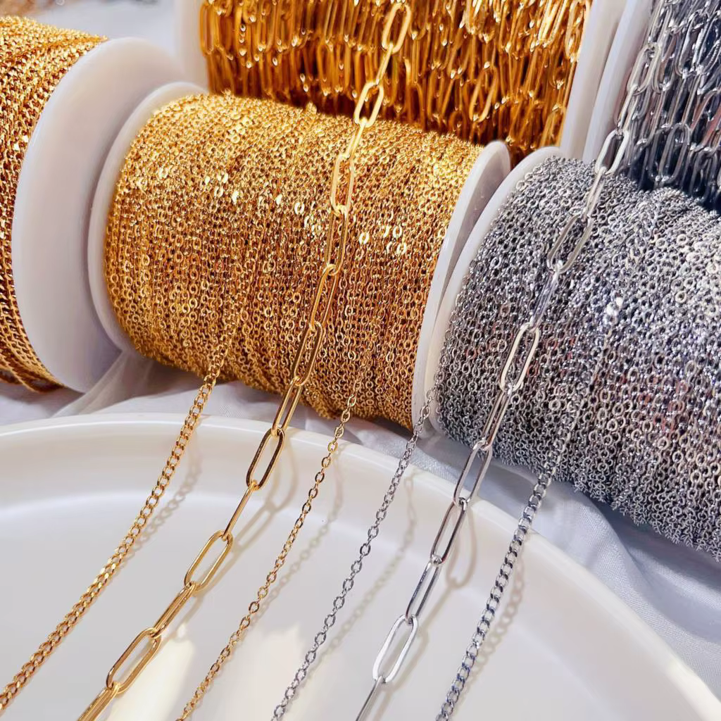 Chaînes d'accessoires de bijoux en acier inoxydable de 2 mètres