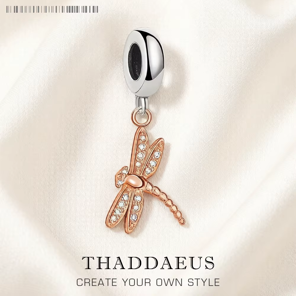 Pendentif libellule plaqué or rose pour femme