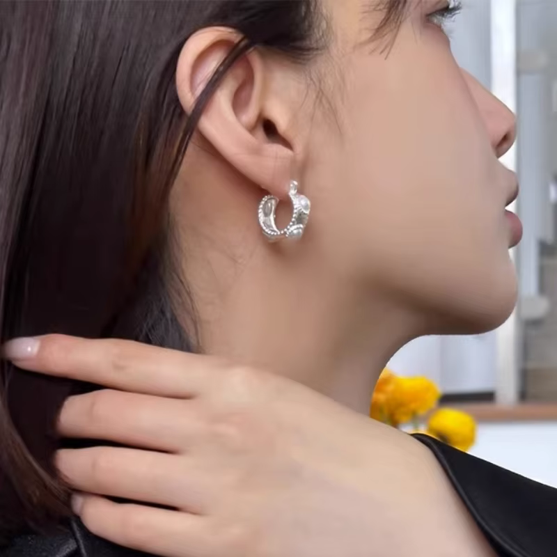 Boucles d'oreilles créoles géométriques en perles pour femmes