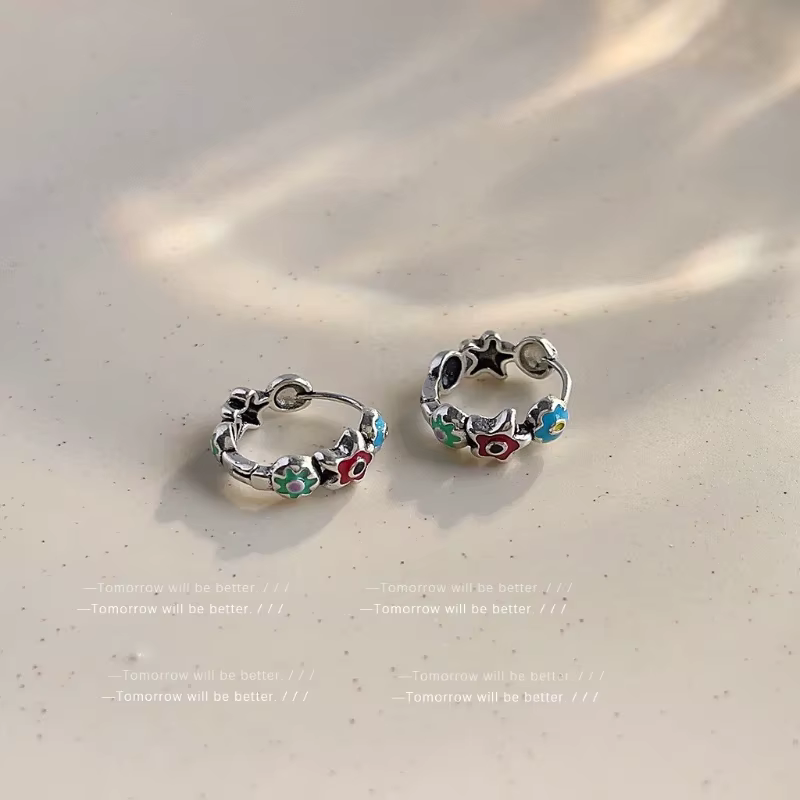 Boucles d'oreilles en argent Sterling 925 avec revêtement en émail