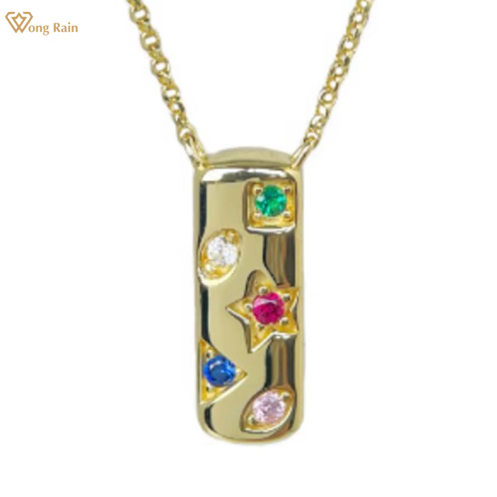 Wong Rain – collier avec pendentif coloré en argent Sterling 925