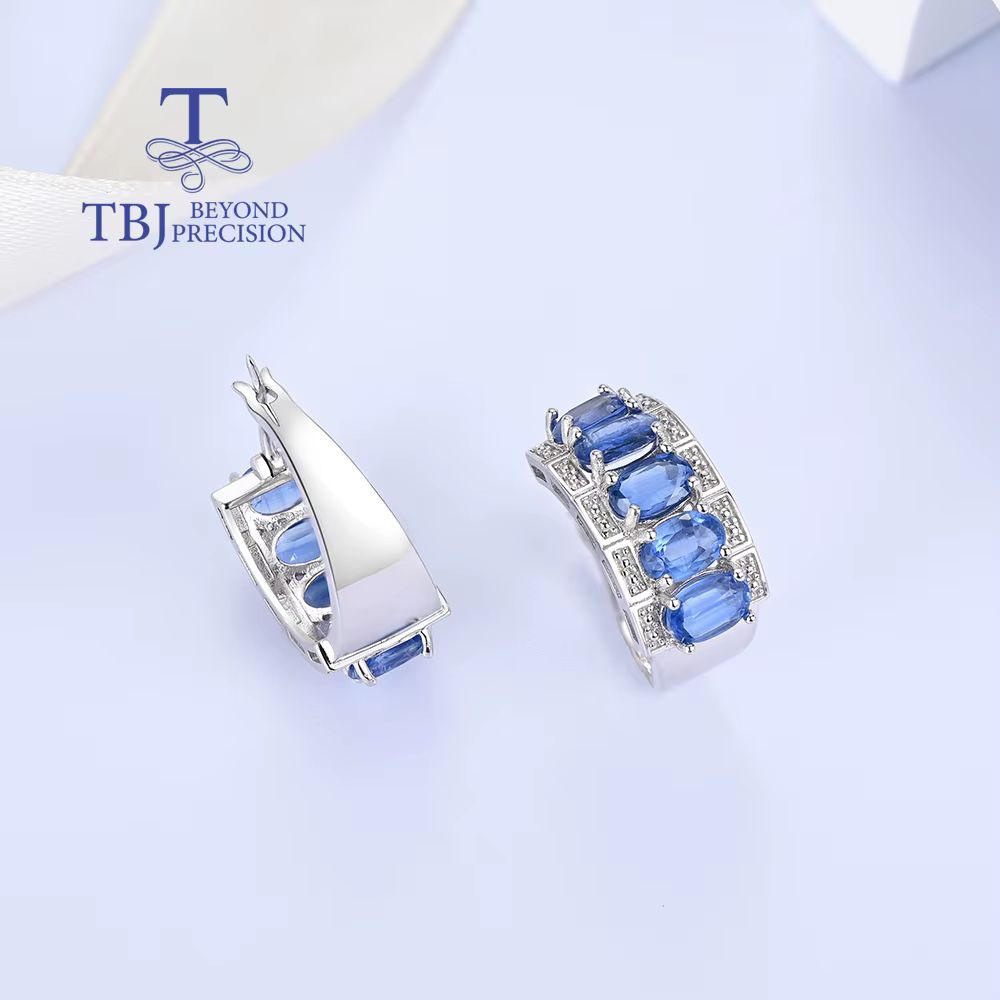 Boucles d'oreilles à fermoir en cyanite bleue