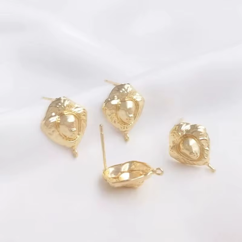 Tête de lion vintage plaquée or 14 carats avec boucles d'oreilles pendantes