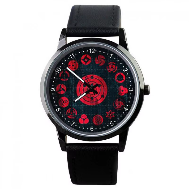 Montre Naruto montre électronique pour hommes bracelet en cuir décontracté montre étanche Animation Uzumaki Naruto Sharingan montre cadeau de vacances