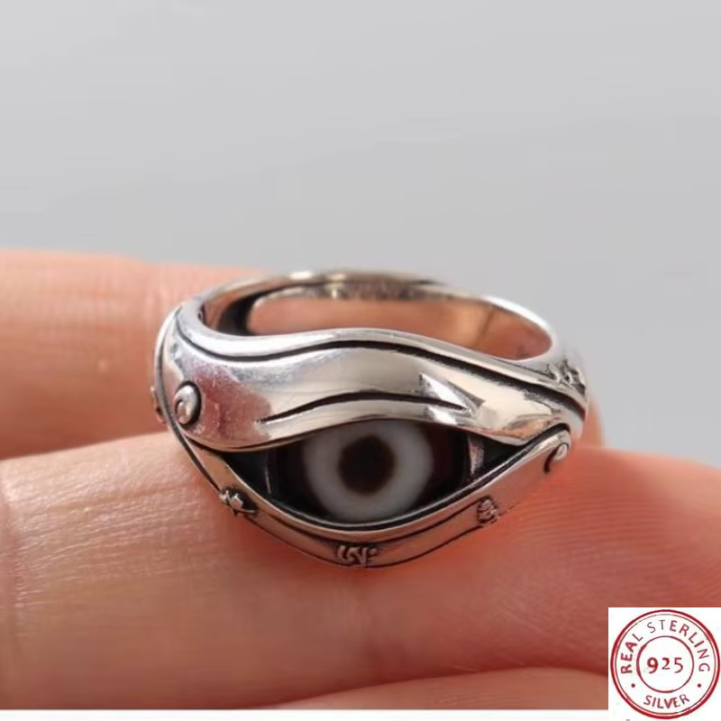 Nouvelle bague 2026 en argent sterling 925 incrustée de perles Dzi
