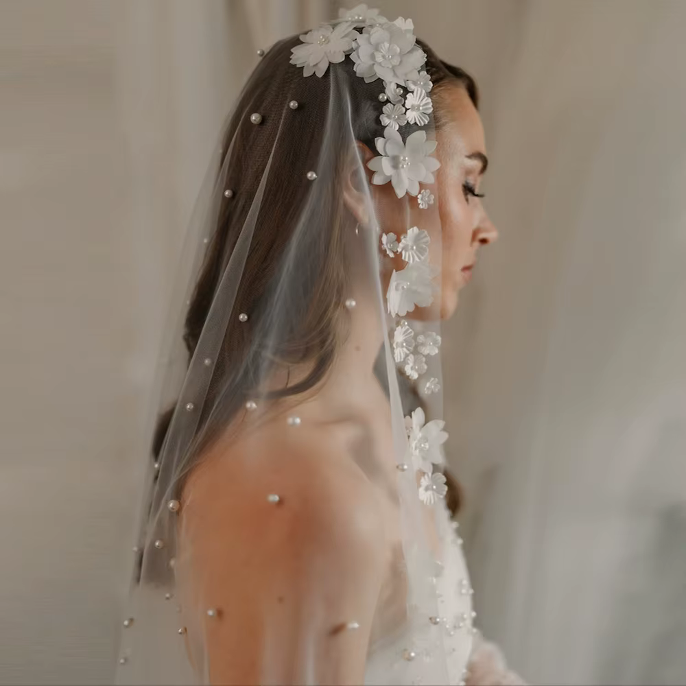 Voile de mariée avec fleurs