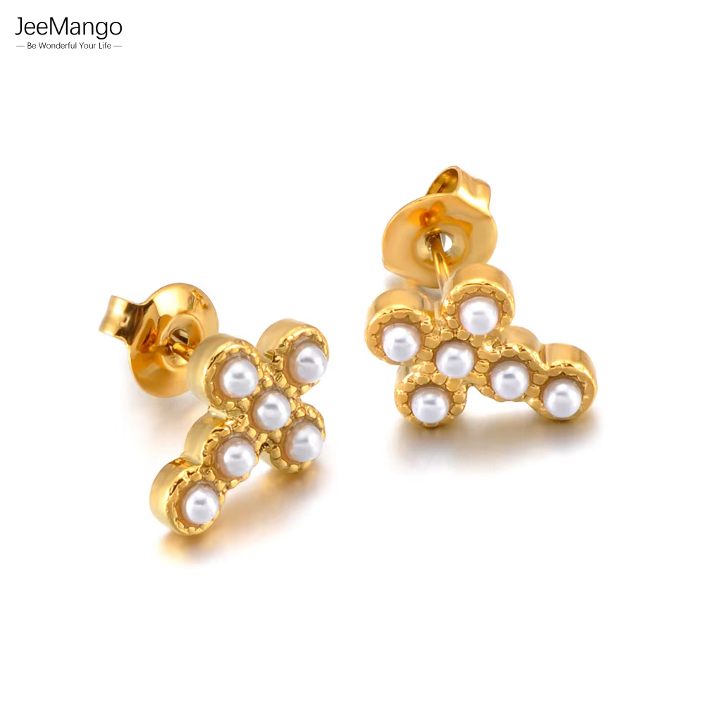 Boucles d'oreilles Vintage en perles délicates et zircone cubique