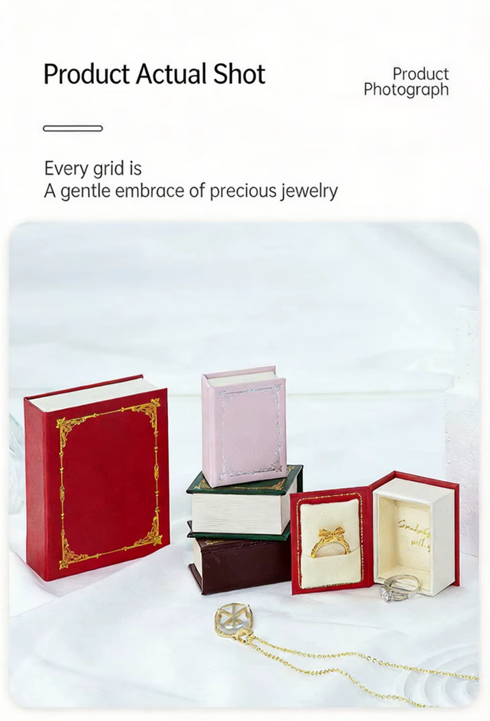 Boîte à bijoux magnétique en forme de livre