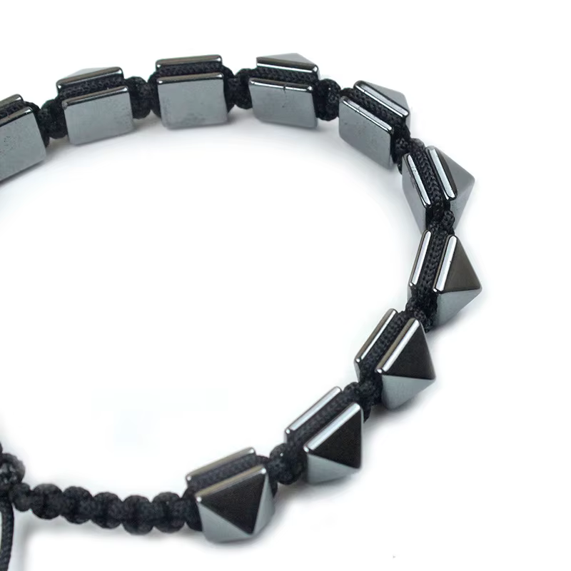 Bracelet ajustable tressé à pointes style punk biker pour homme
