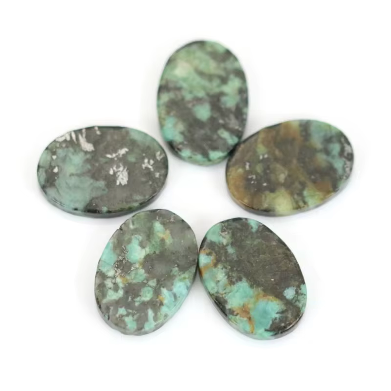 1 pièce de cabochon ovale plat en turquoise africaine 6x8/10x14mm