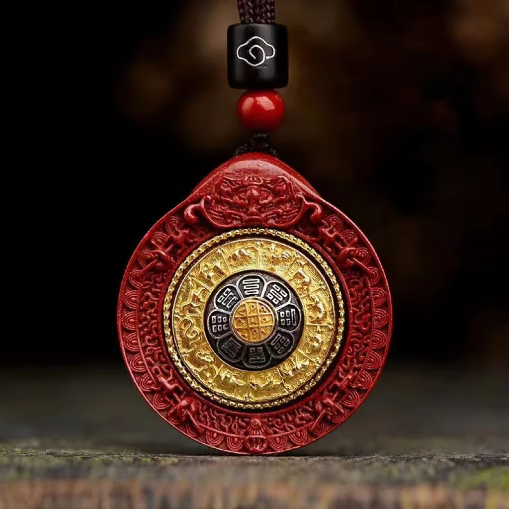 Collier pendentif trigrammes de sable napvermillon naturel pour hommes et femmes