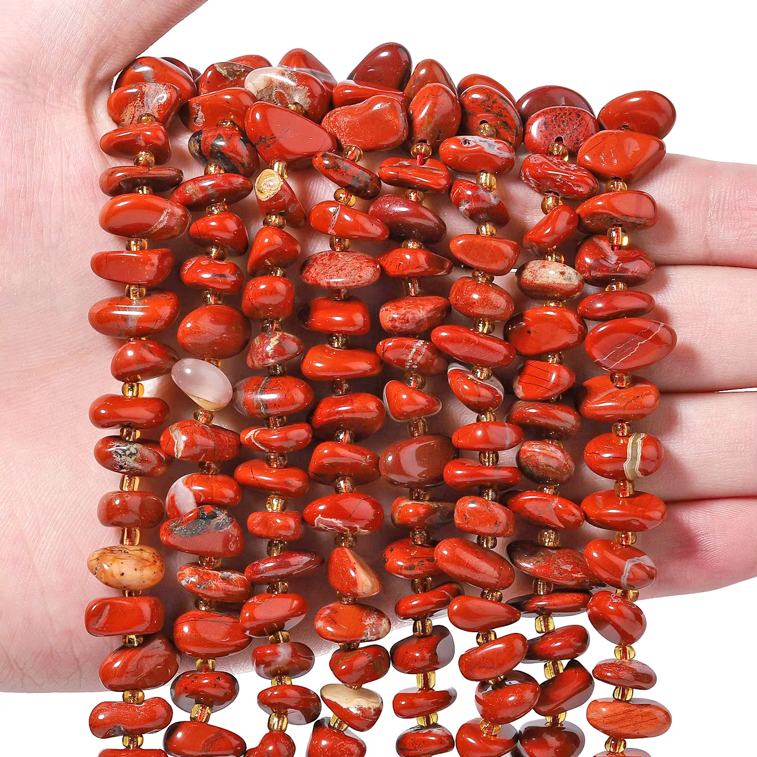 Perles de pierre de jaspe rouge naturel 6-10mm