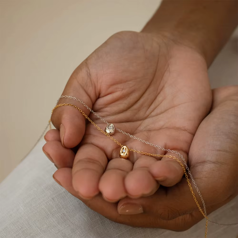 Collier pendentif goutte d'eau en acier inoxydable plaqué or pour femme EManco
