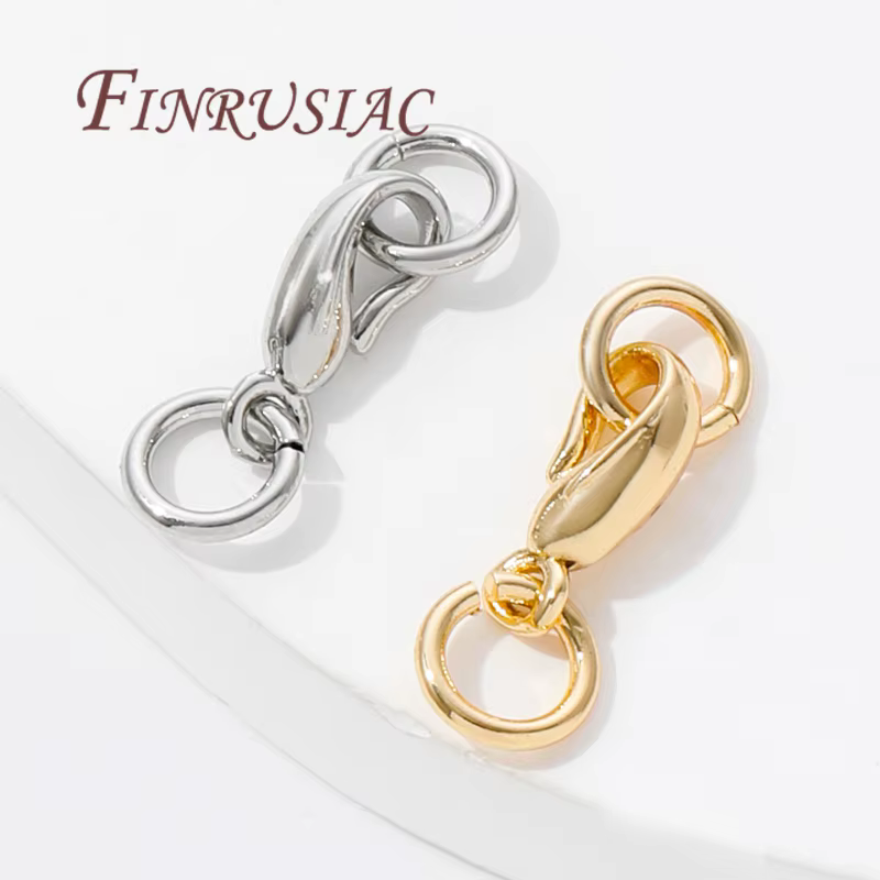 Fermoir pour bijoux plaqué or 14 carats avec connecteurs à anneau ouvert pour accessoires de collier