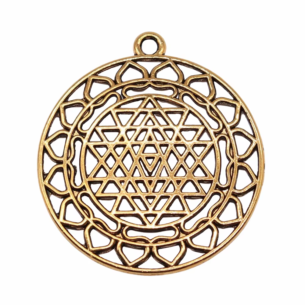 WYSIWYG 4 pièces 44x40mm filigrane Sri Yantra pendentifs pour la fabrication de bijoux