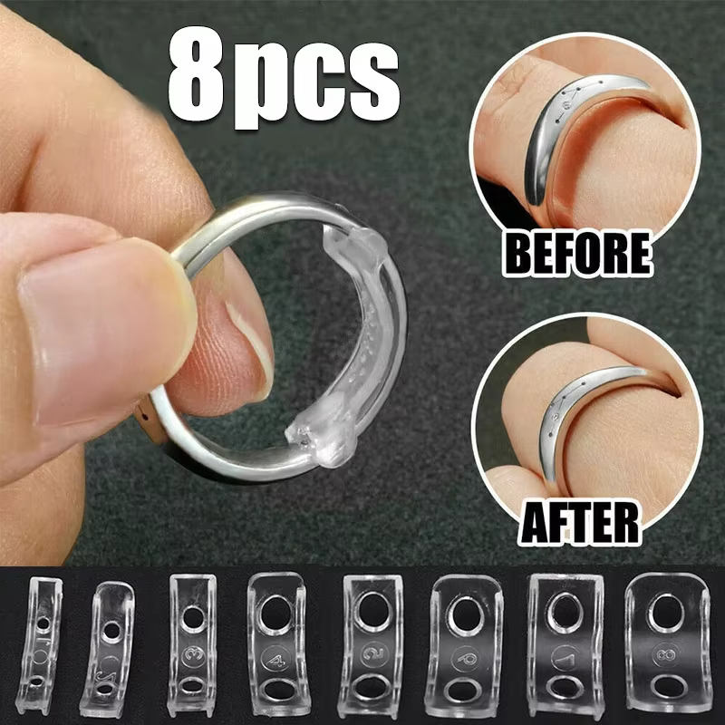 8 tailles Silicone Anti perte Invisible clair anneau taille rediseur anneaux en vrac réducteur