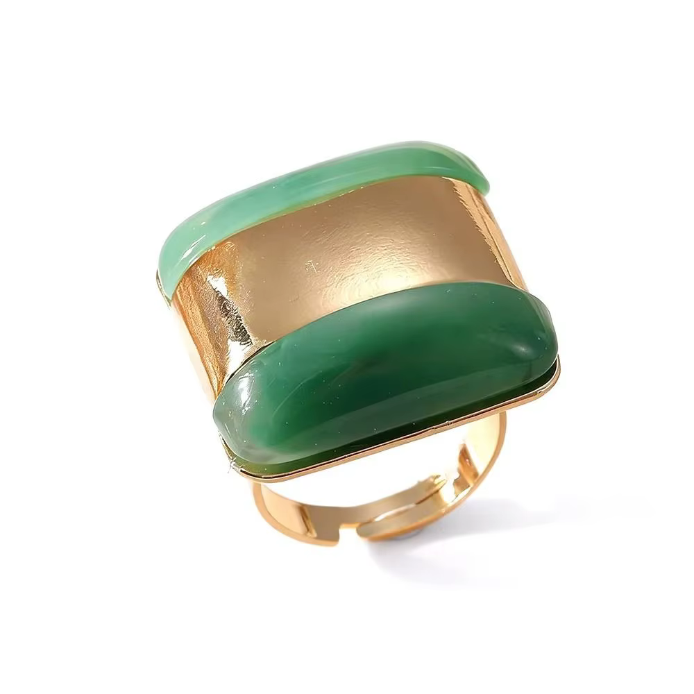 Ensemble de bagues de luxe en résine géométrique française
