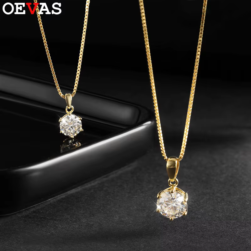 OEVAS – collier avec pendentif en Moissanite véritable pour femmes