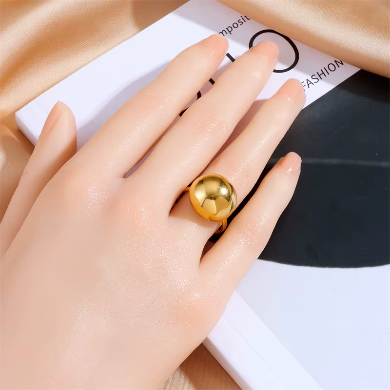 DIEYURO 316L acier inoxydable couleur or rond ouvert bague pour femmes fille mode nouveaux bijoux cadeau fête anillos mujer